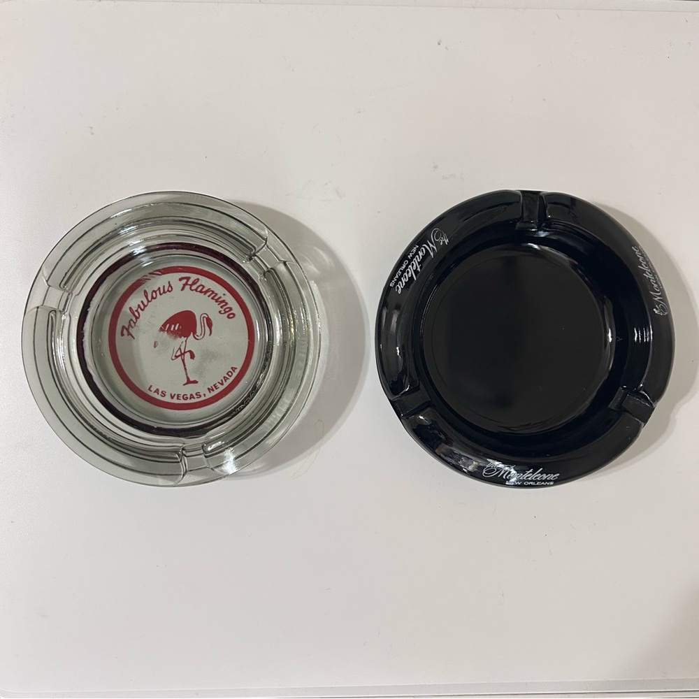 2 Vtg Ashtrays - Fabulous Flamingo Las Vegas & Monteleone New Orleans Casinos